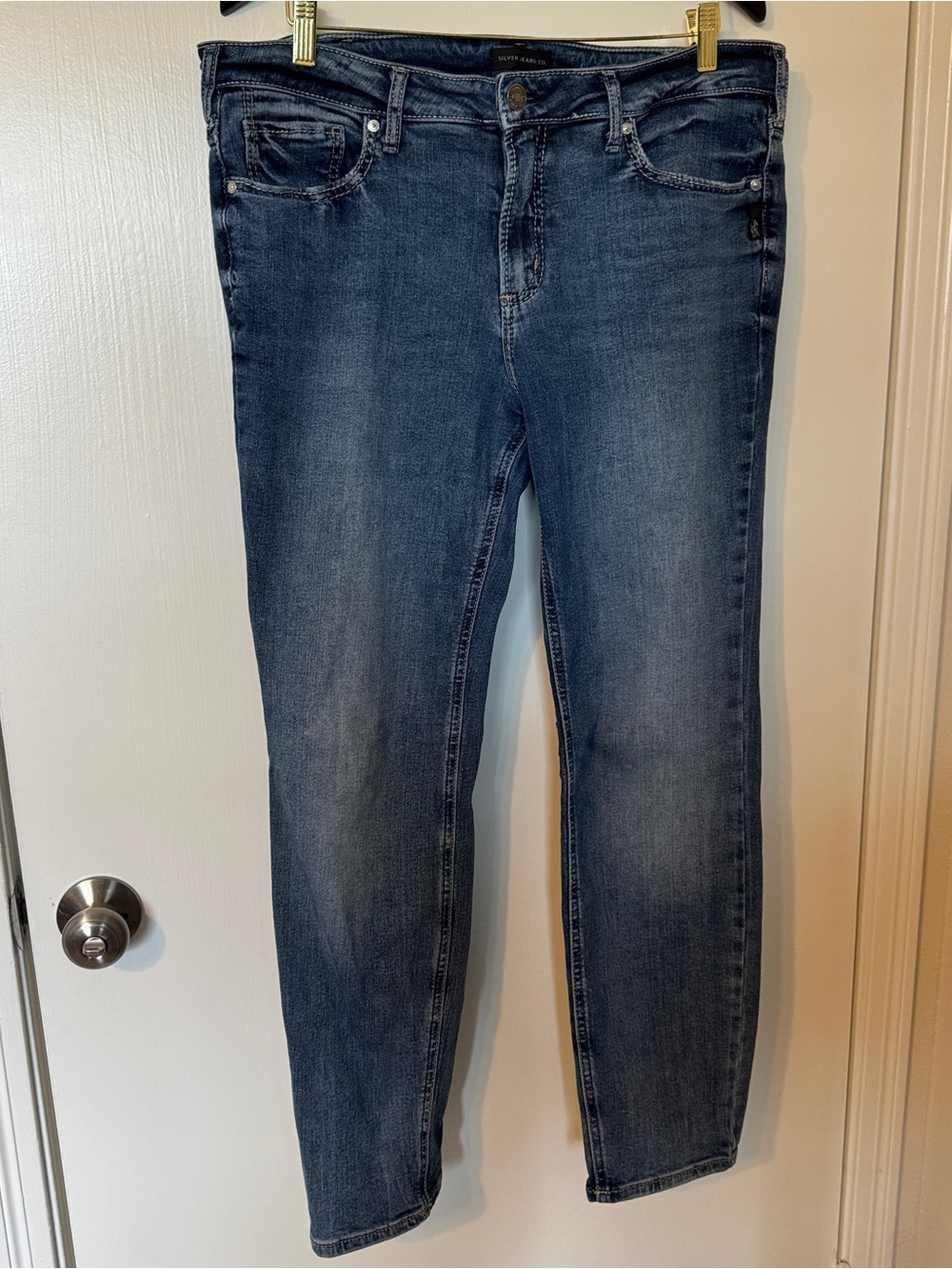 Silver Jeans Co. Suki Straight Dark Blue Stretch Denim